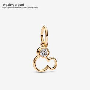 Pandora Disney Mickey Mouse Silhouette Lab-Grown Diamond Dangle Charm|Gold